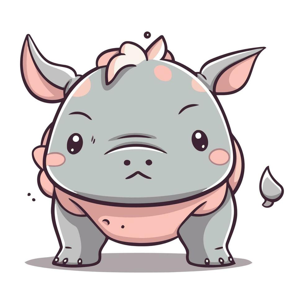 pleurs rhinocéros personnage dessin animé vecteur illustration. mignonne rhinocéros mascotte conception.