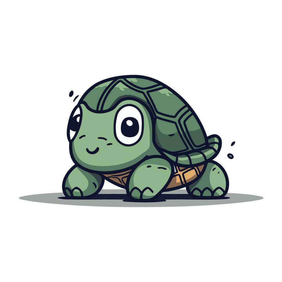 mignonne dessin animé tortue. vecteur illustration isolé sur une blanc Contexte.