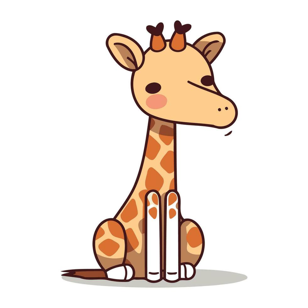 mignonne girafe dessin animé personnage. vecteur illustration. eps dix