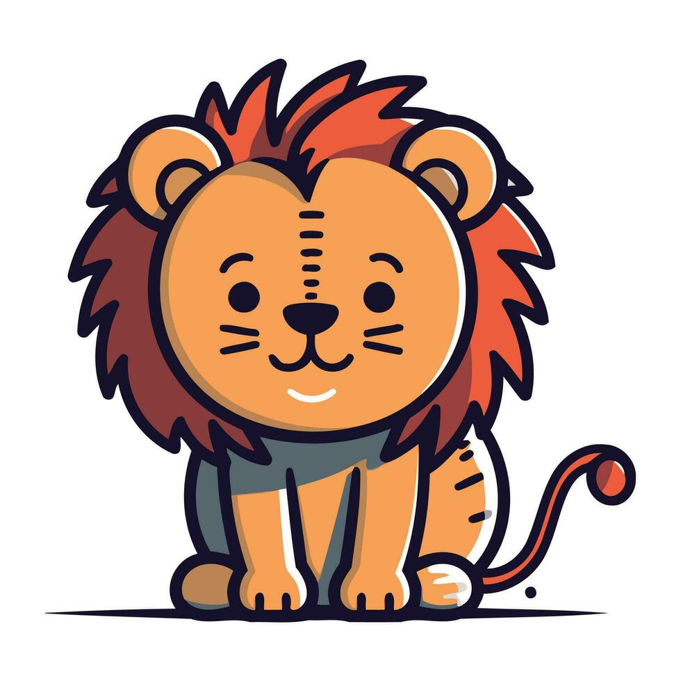 mignonne dessin animé lion. vecteur illustration isolé sur une blanc Contexte.