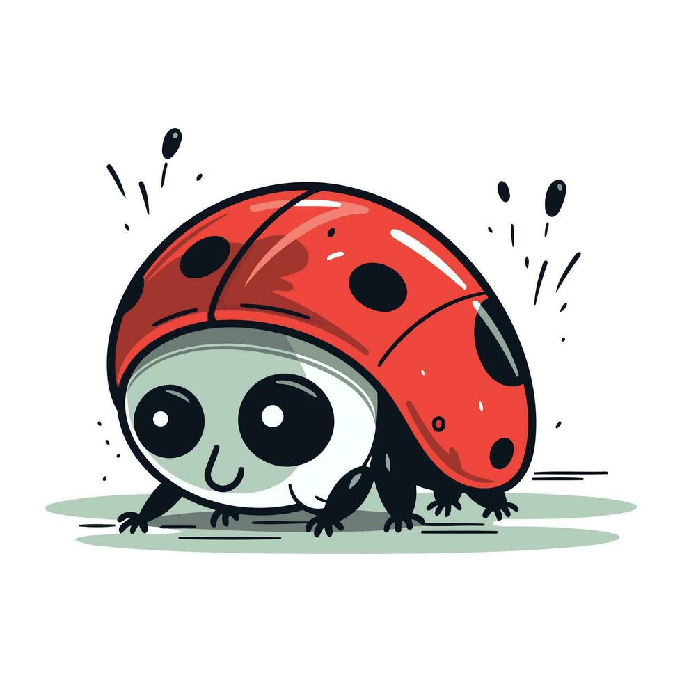 mignonne coccinelle isolé sur blanc Contexte. vecteur dessin animé illustration.