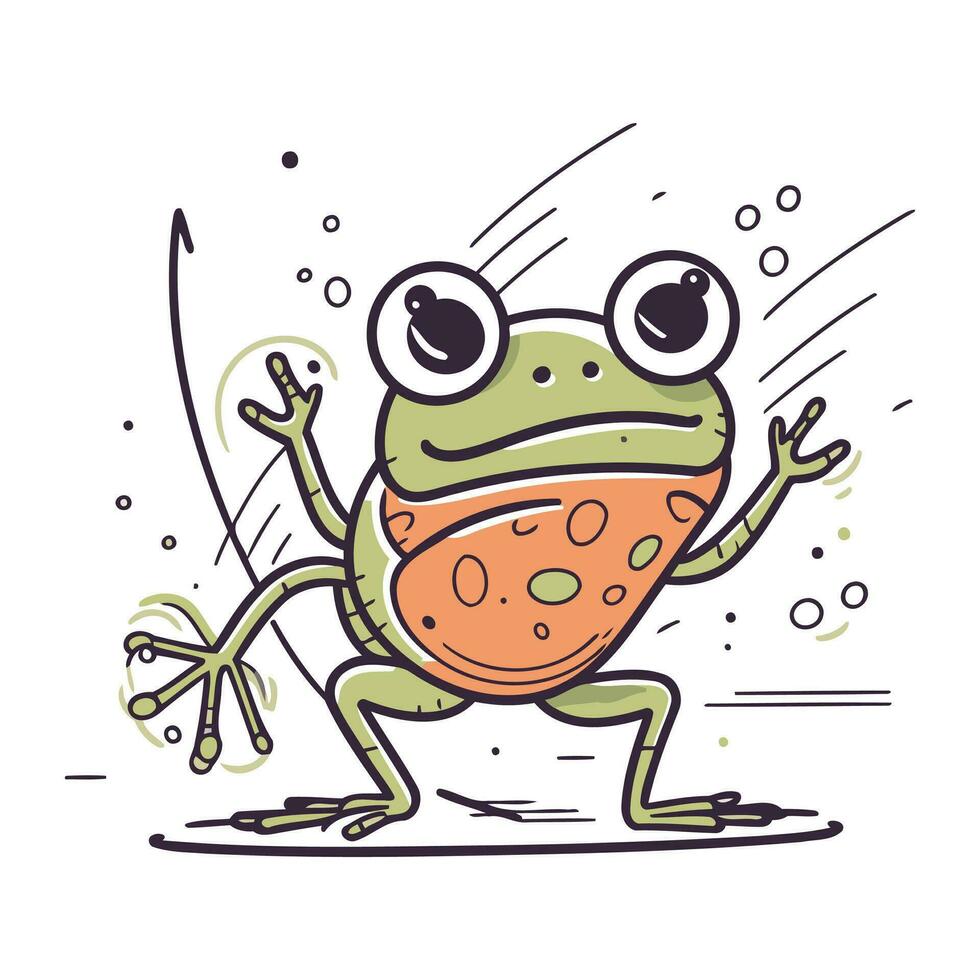 grenouille avec gros yeux. vecteur illustration de une dessin animé grenouille.