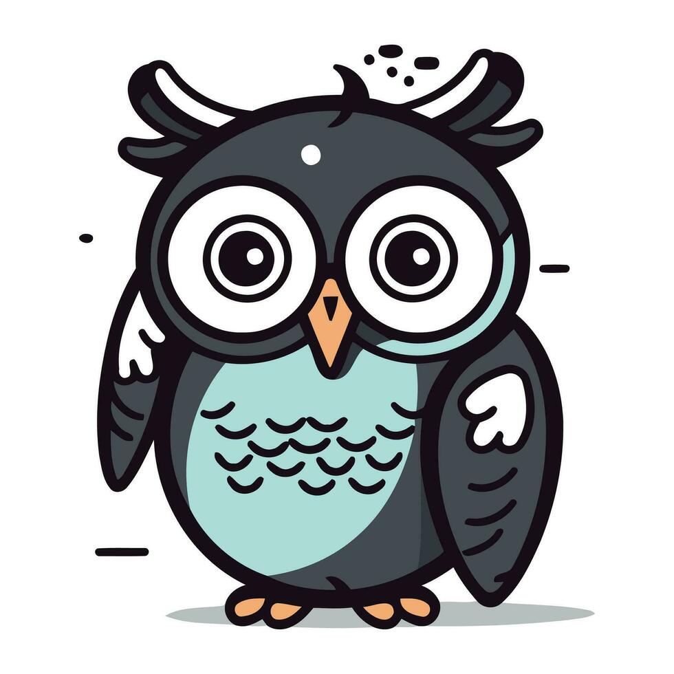 mignonne dessin animé hibou. vecteur illustration isolé sur une blanc Contexte.