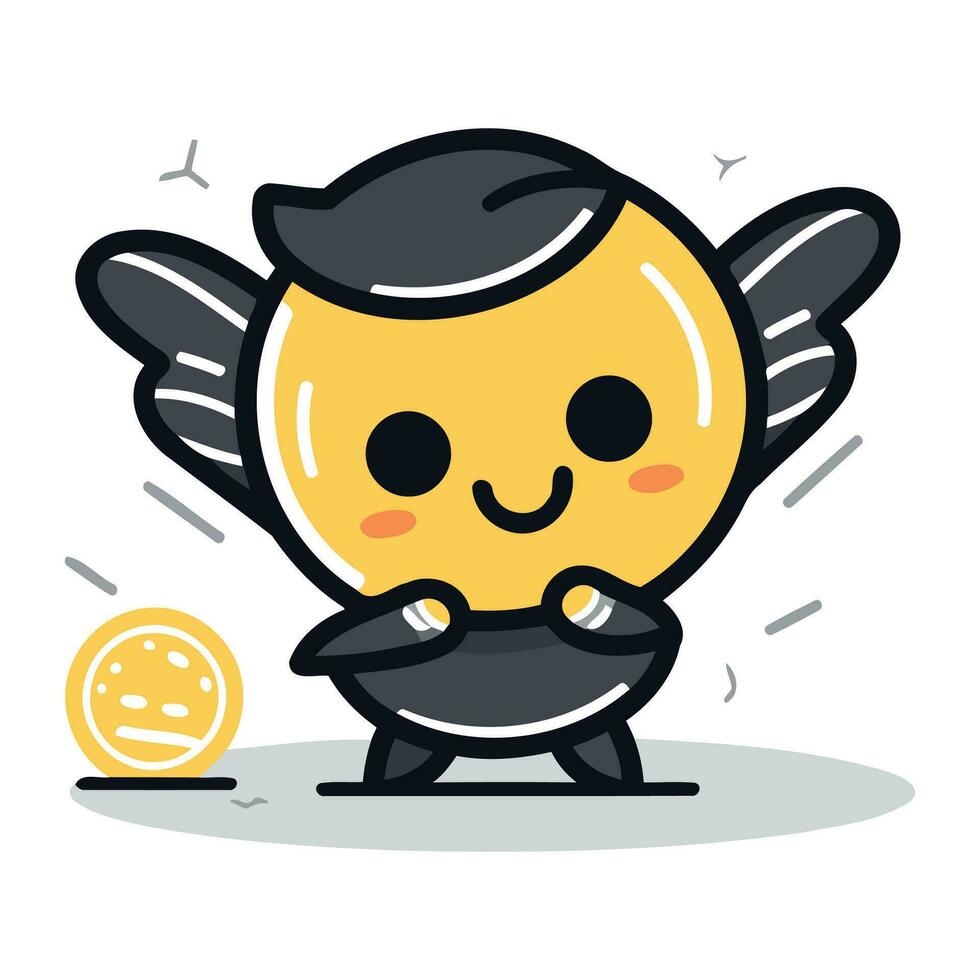 mignonne et kawaii abeille dessin animé personnage. vecteur illustration.
