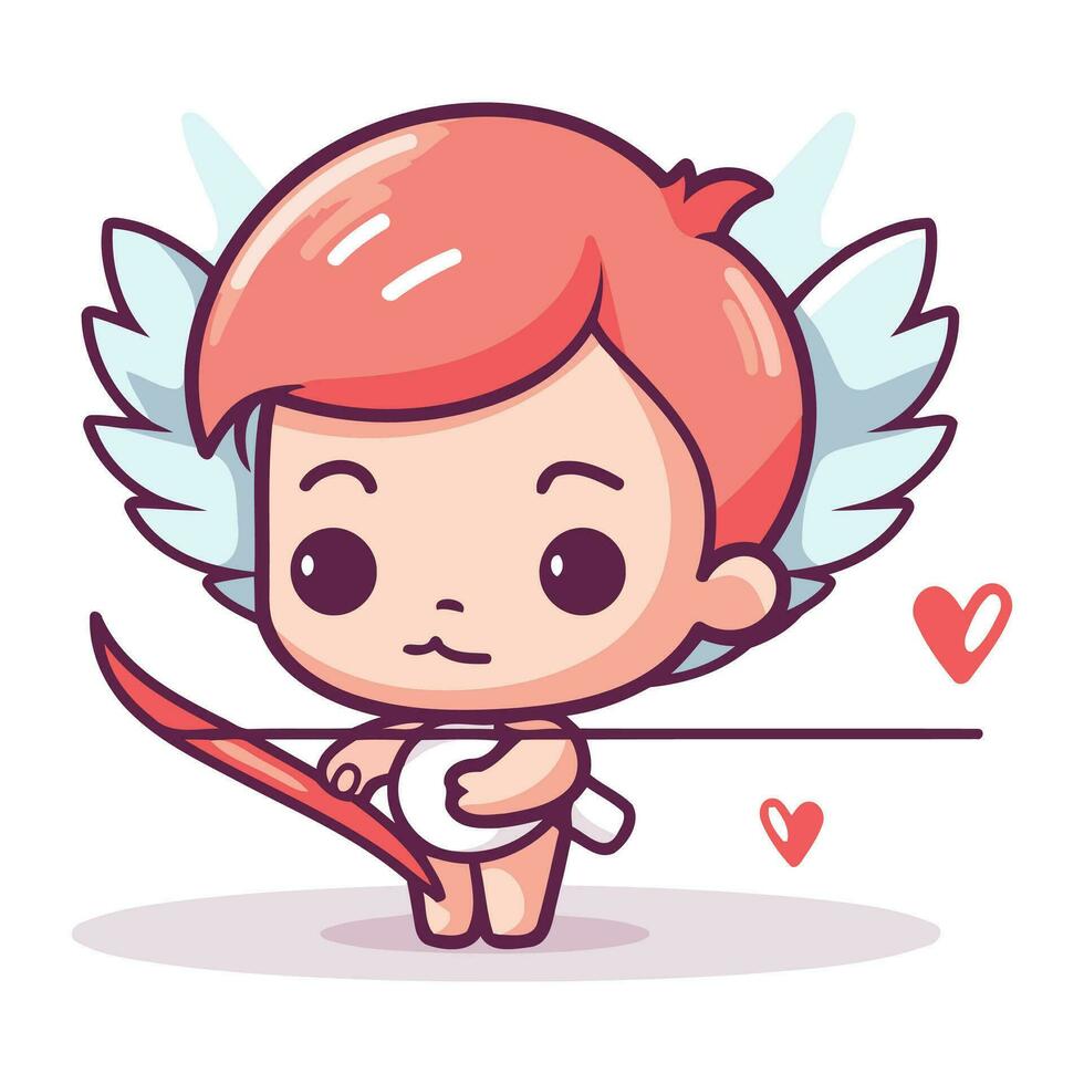 Cupidon avec arc et La Flèche. mignonne dessin animé vecteur illustration.