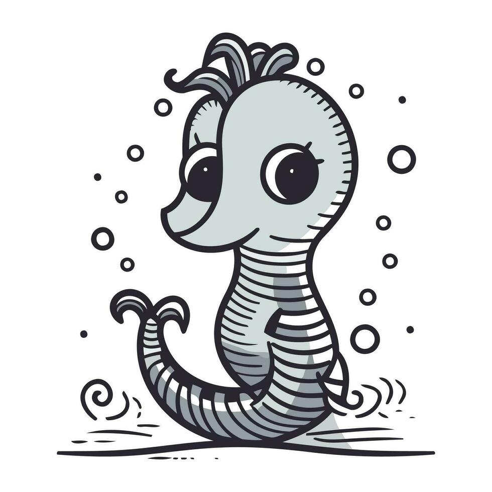 mignonne dessin animé hippocampe isolé sur blanc Contexte. vecteur illustration.