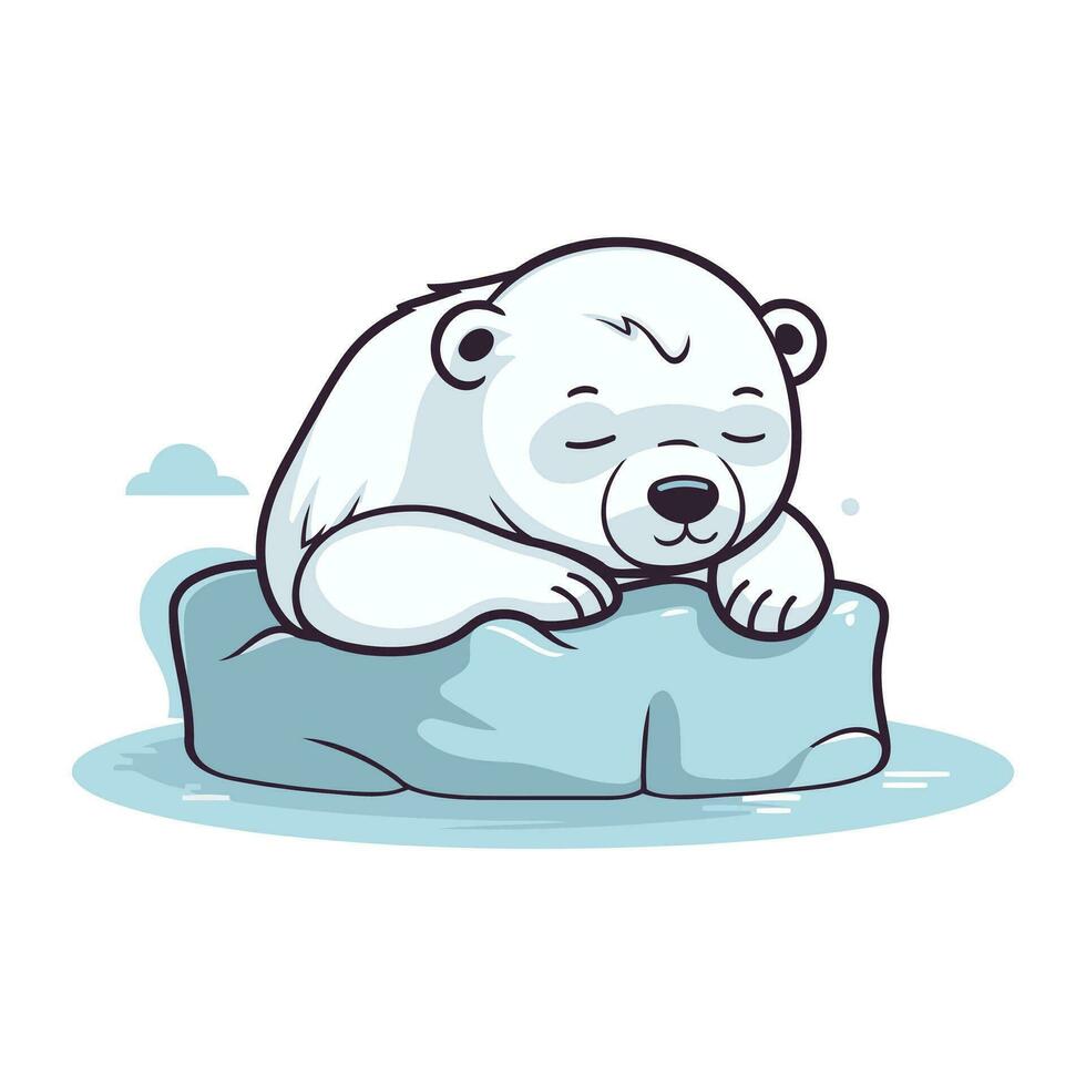 polaire ours en train de dormir sur une la glace banquise. vecteur illustration.