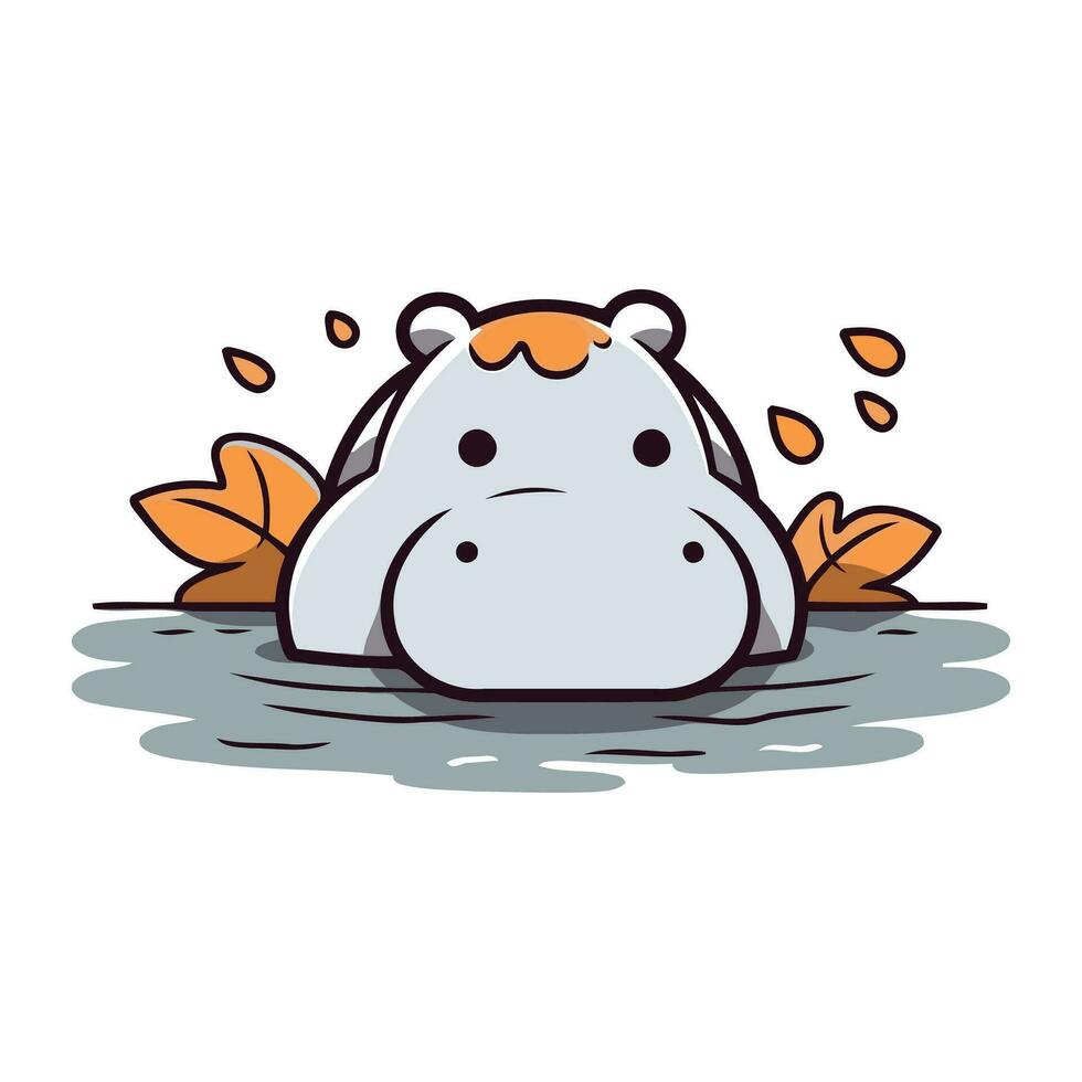 mignonne hippopotame pleurs dans le l'eau. vecteur illustration.