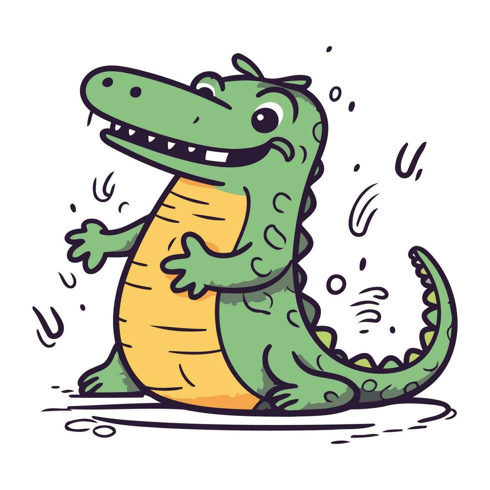 crocodile vecteur illustration. mignonne dessin animé crocodile.