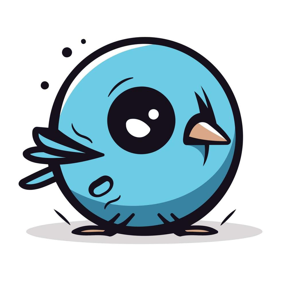 mignonne bleu oiseau dessin animé mascotte personnage vecteur illustration.