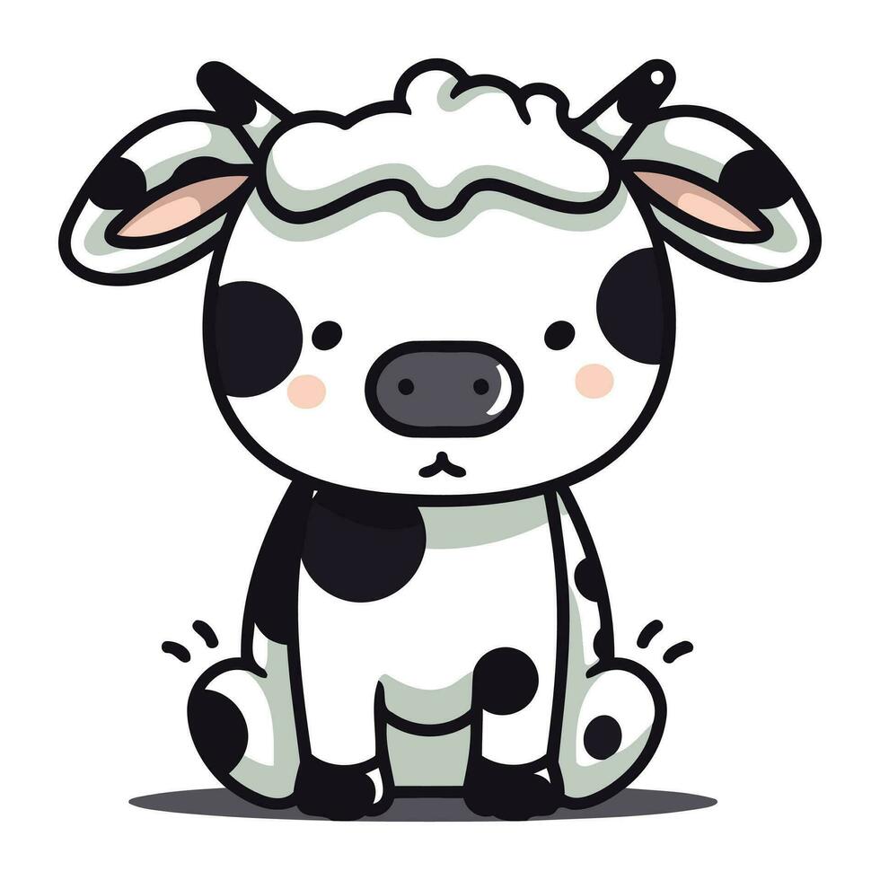 mignonne dessin animé vache isolé sur une blanc Contexte. vecteur illustration.