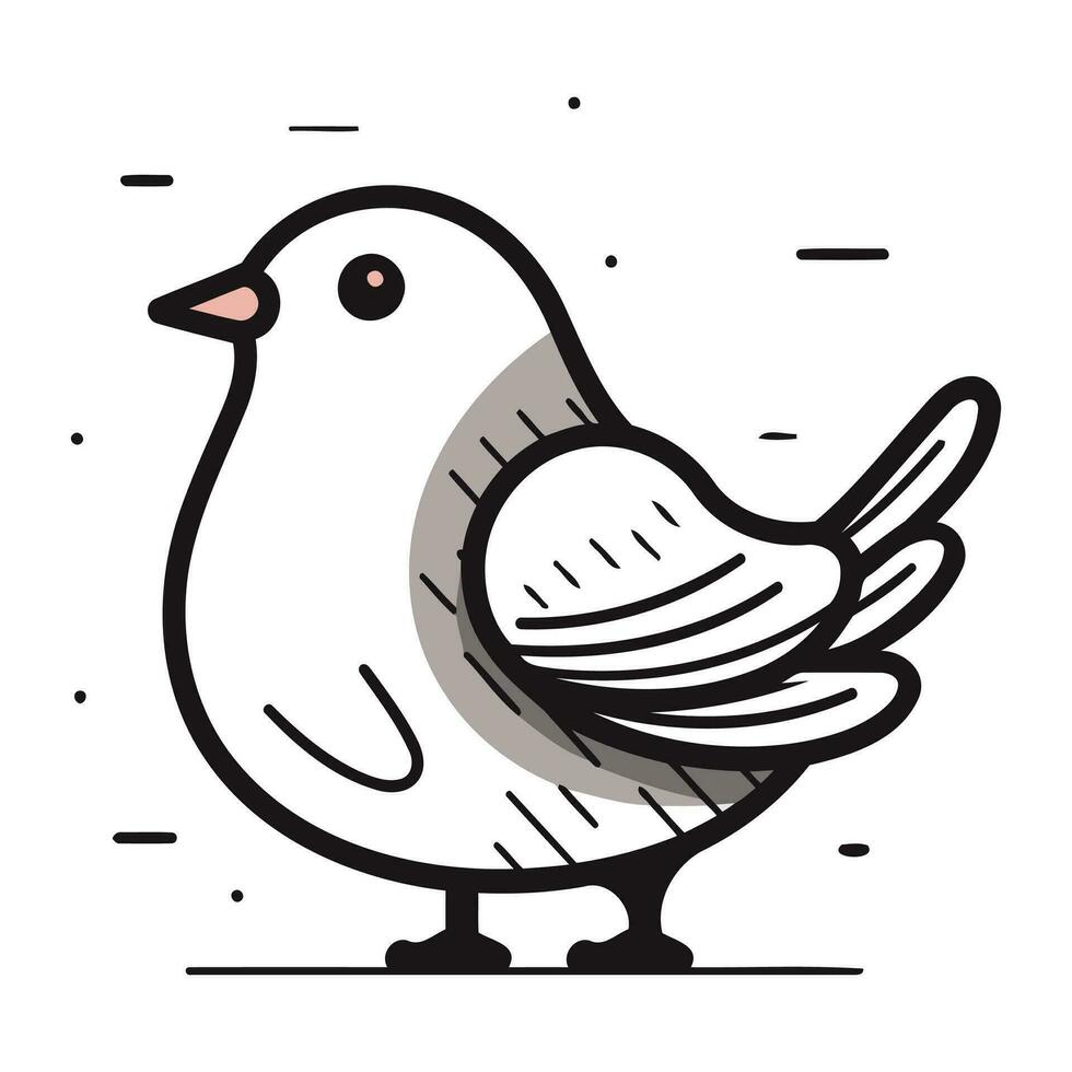 Pigeon vecteur illustration. mignonne griffonnage oiseau.