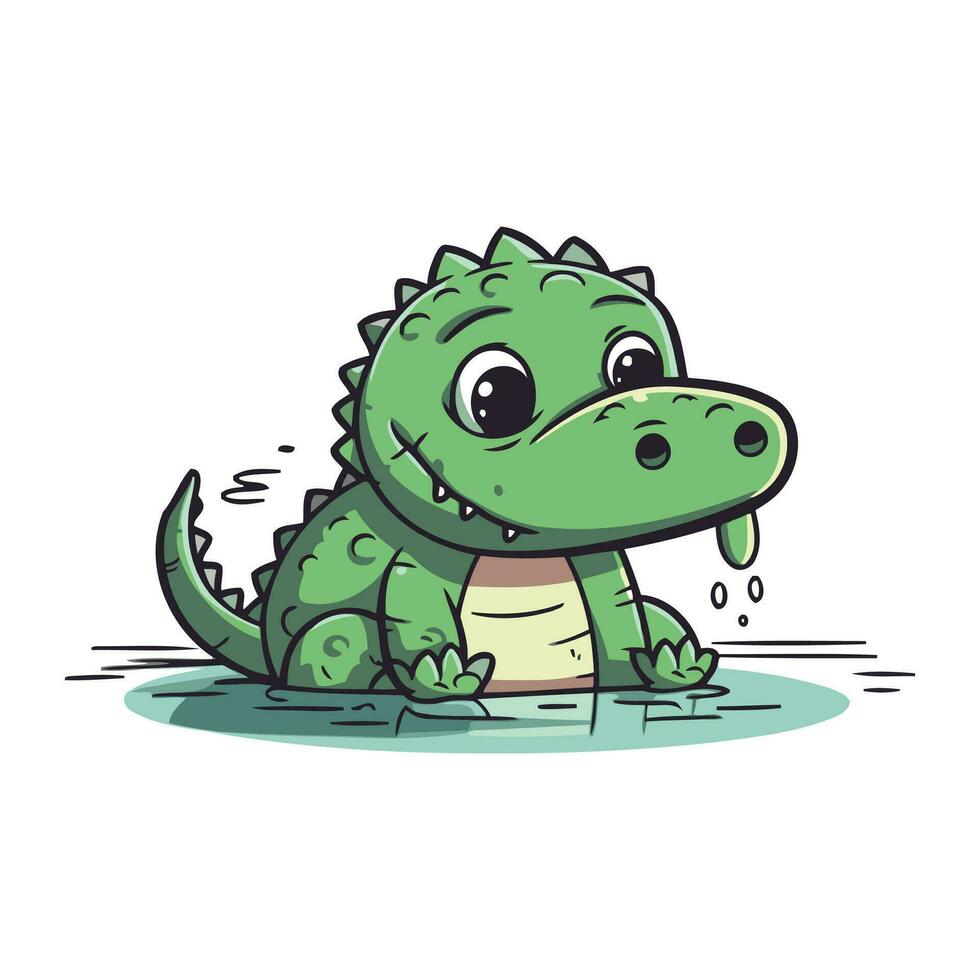 mignonne crocodile. vecteur illustration de une dessin animé crocodile.