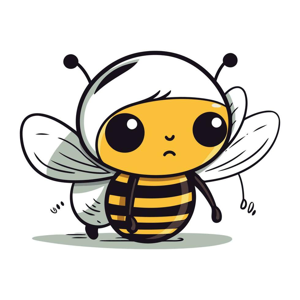 dessin animé mignonne abeille. vecteur illustration. isolé sur blanc Contexte.