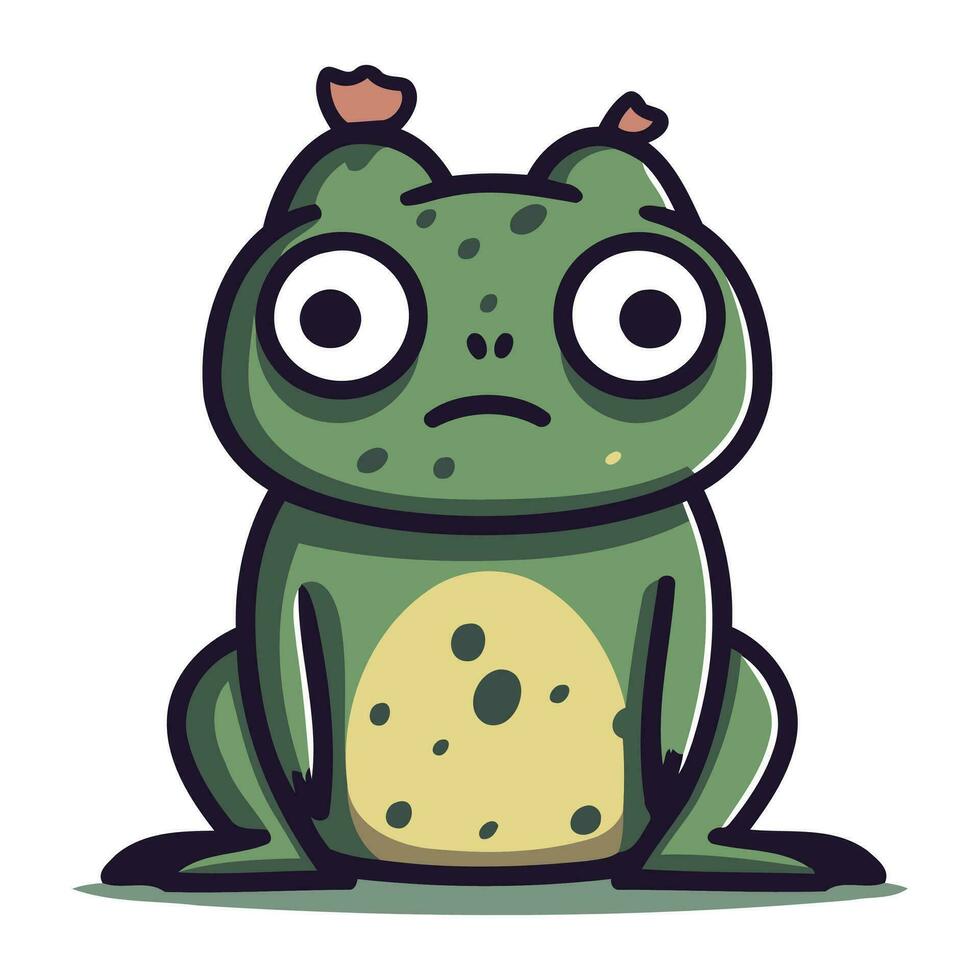 grenouille avec gros yeux. mignonne dessin animé personnage. vecteur illustration.