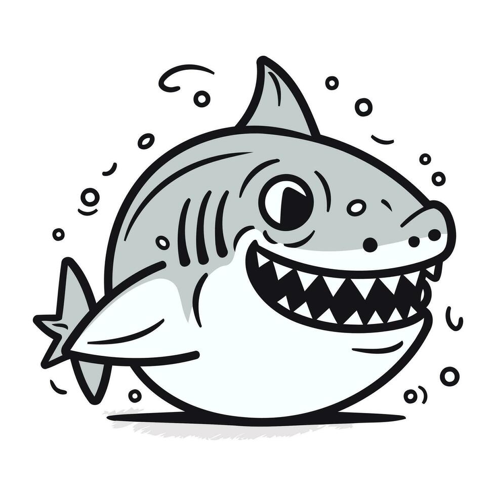 requin dessin animé vecteur illustration. mignonne requin griffonnage.