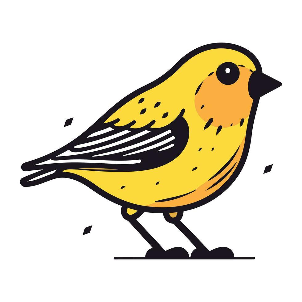 vecteur illustration de une mignonne peu Jaune oiseau isolé sur blanc Contexte.