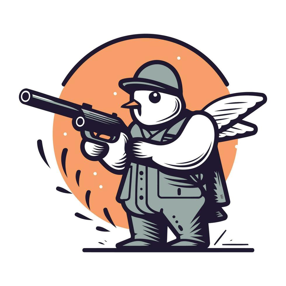 soldat avec une pistolet dans le sien main. vecteur illustration dans dessin animé style