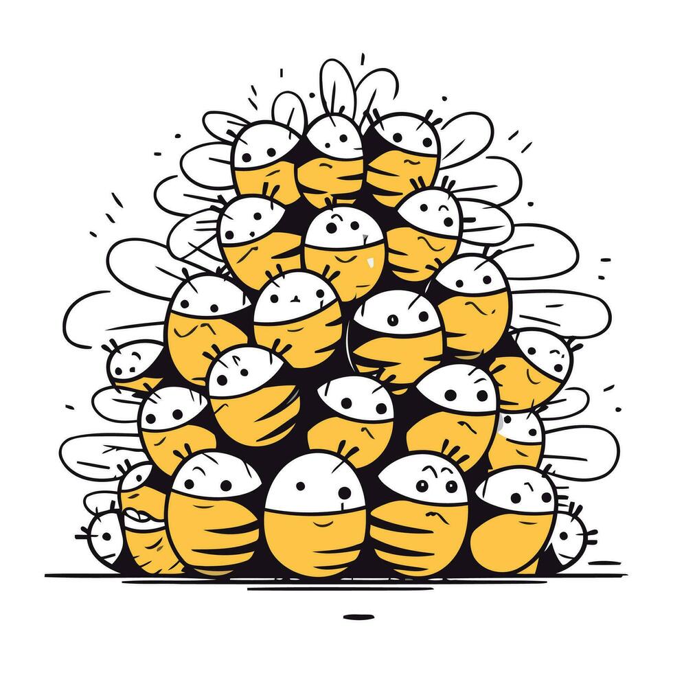 mignonne groupe de marrant les chenilles. vecteur main tiré illustration.