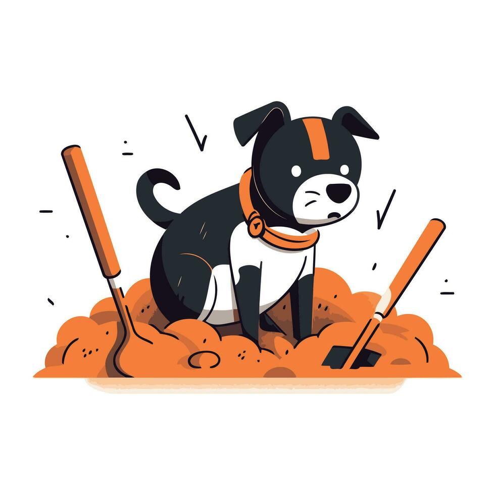 chien en jouant base-ball. vecteur illustration dans dessin animé style sur blanc Contexte.