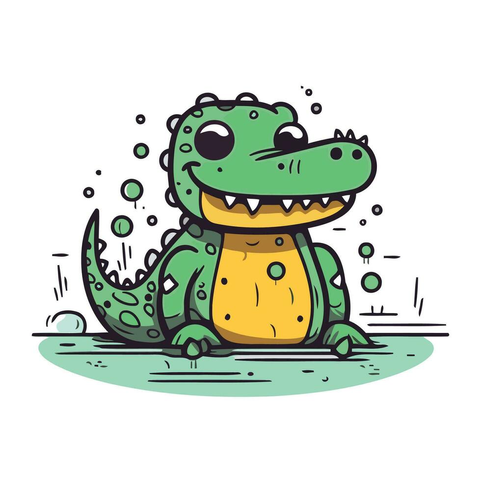 mignonne crocodile. vecteur illustration de une dessin animé crocodile.