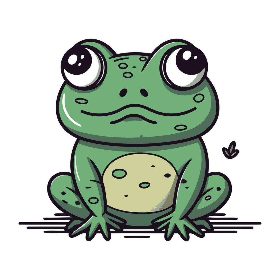 grenouille dessin animé vecteur illustration. mignonne vert grenouille isolé sur blanc Contexte.