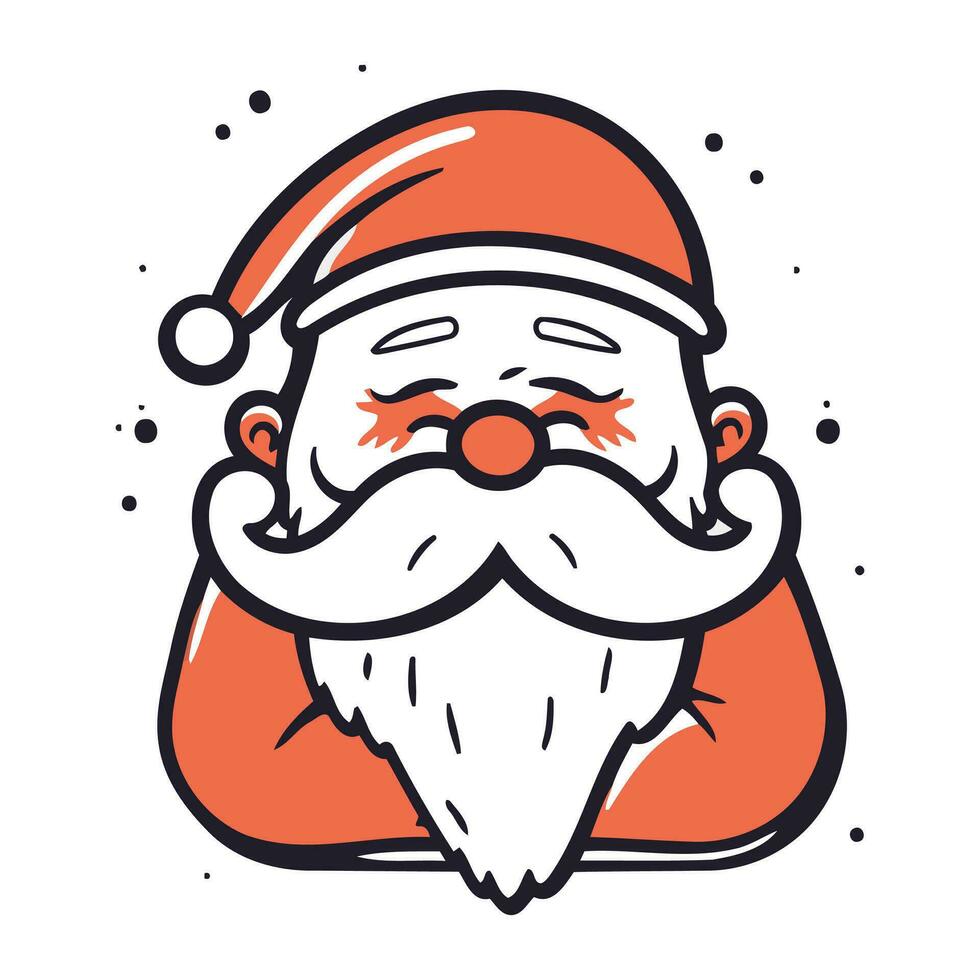 Père Noël claus visage avec barbe et moustache. vecteur illustration.