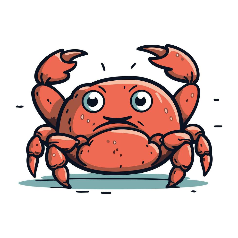 mignonne dessin animé crabe. vecteur illustration. isolé sur blanc Contexte.
