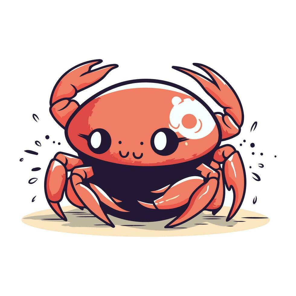 mignonne dessin animé crabe. vecteur illustration. isolé sur blanc Contexte.