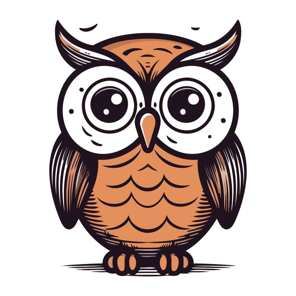 mignonne dessin animé hibou. vecteur illustration isolé sur une blanc Contexte.