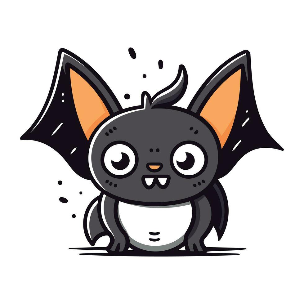 mignonne dessin animé chauve souris. vecteur illustration dans griffonnage style.