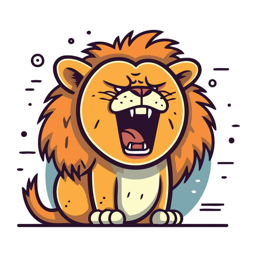 en colère dessin animé lion. vecteur illustration isolé sur une blanc Contexte.