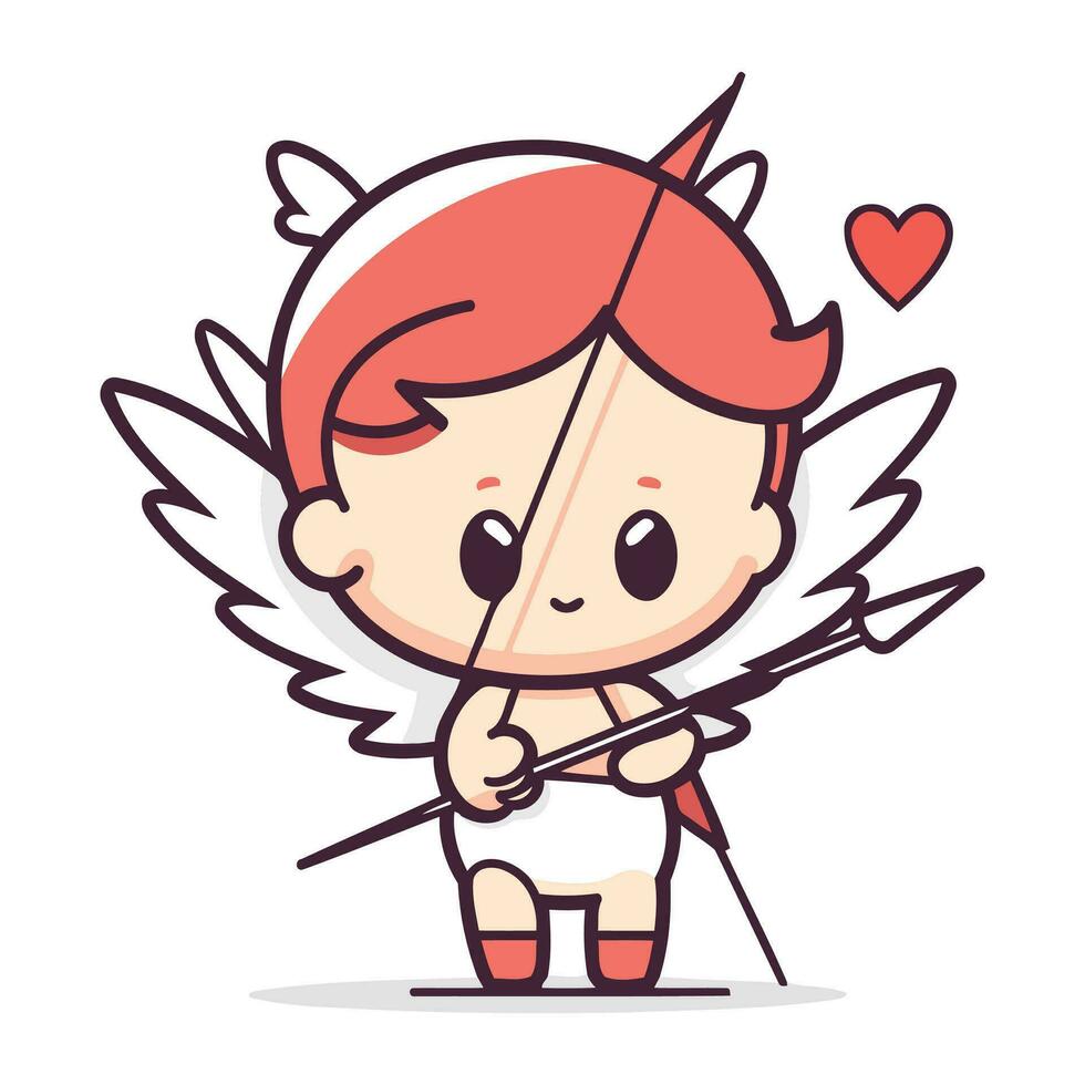 Cupidon avec arc et La Flèche. mignonne dessin animé vecteur illustration.