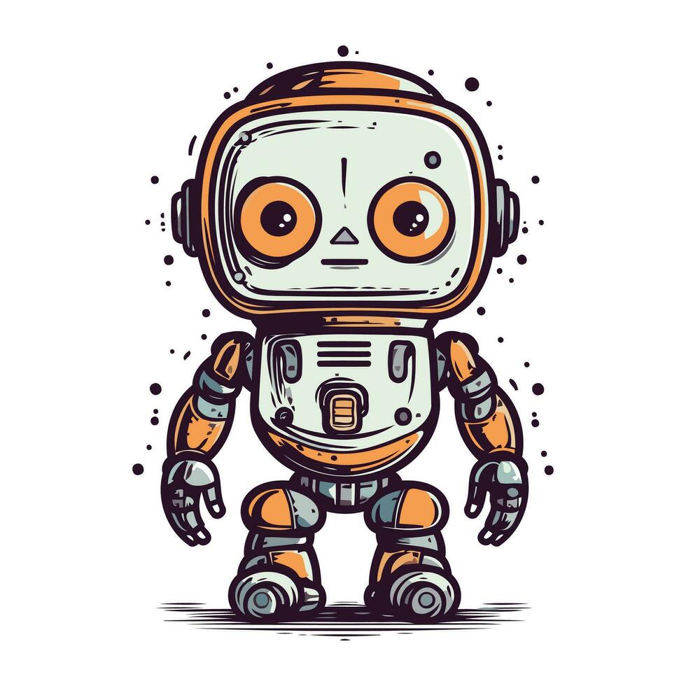 mignonne dessin animé robot. vecteur illustration de une marrant robot. dessin animé robot.