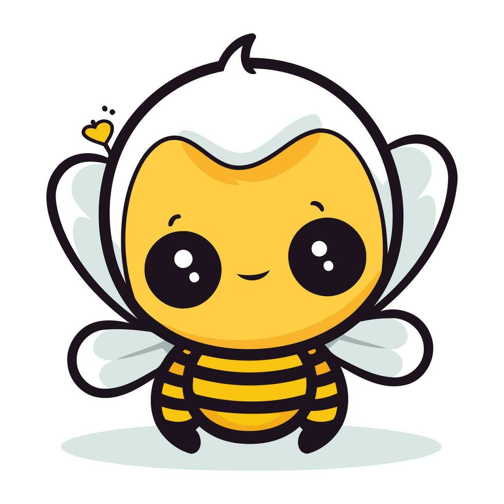 mignonne dessin animé abeille isolé sur une blanc Contexte. vecteur illustration.