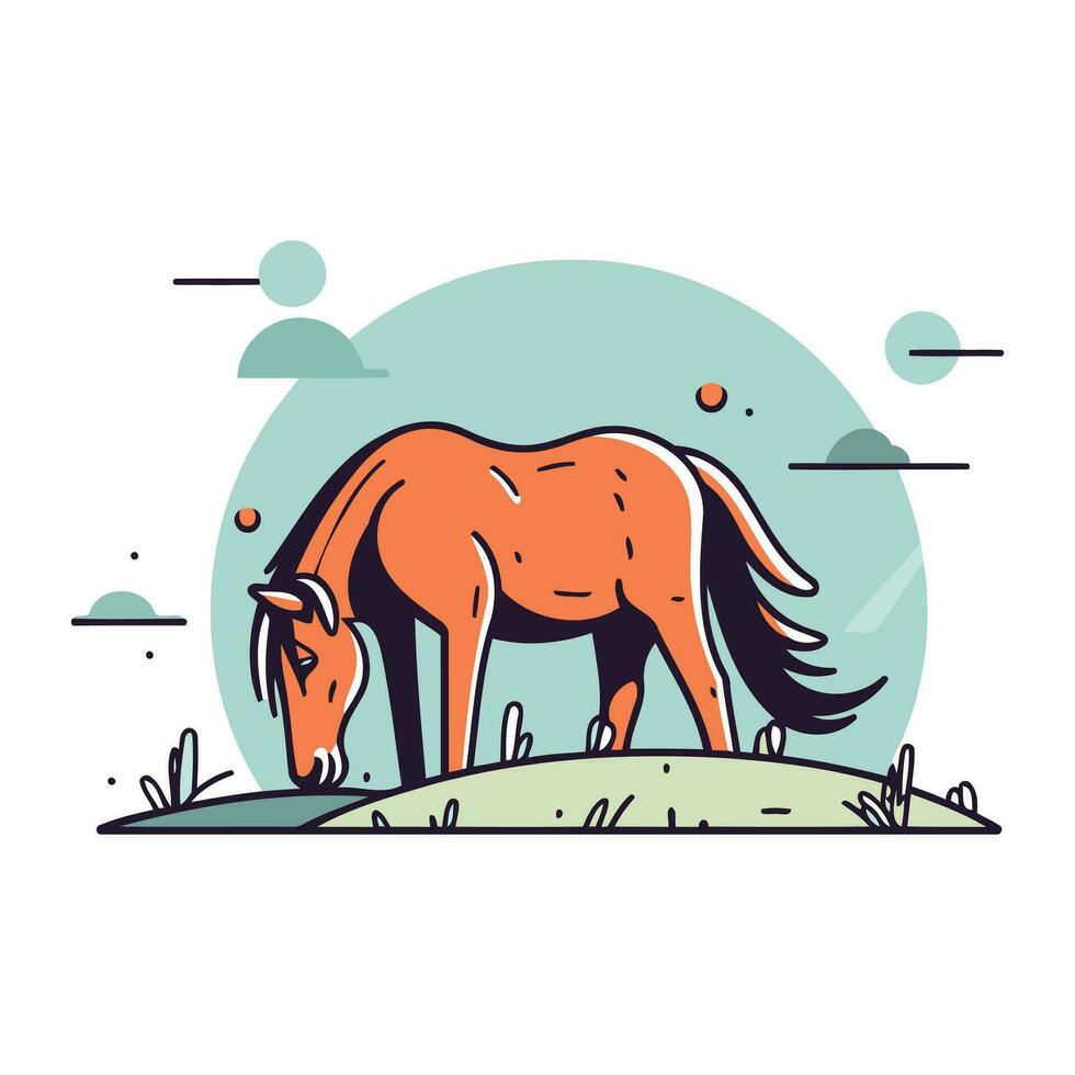 cheval dans le prairie. vecteur illustration dans plat style.