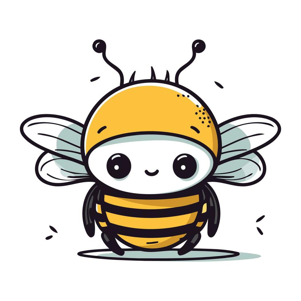 mignonne dessin animé abeille. vecteur illustration. isolé sur blanc Contexte.