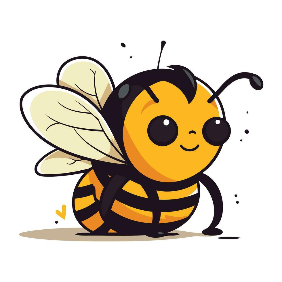 mignonne dessin animé abeille. vecteur illustration isolé sur une blanc Contexte.