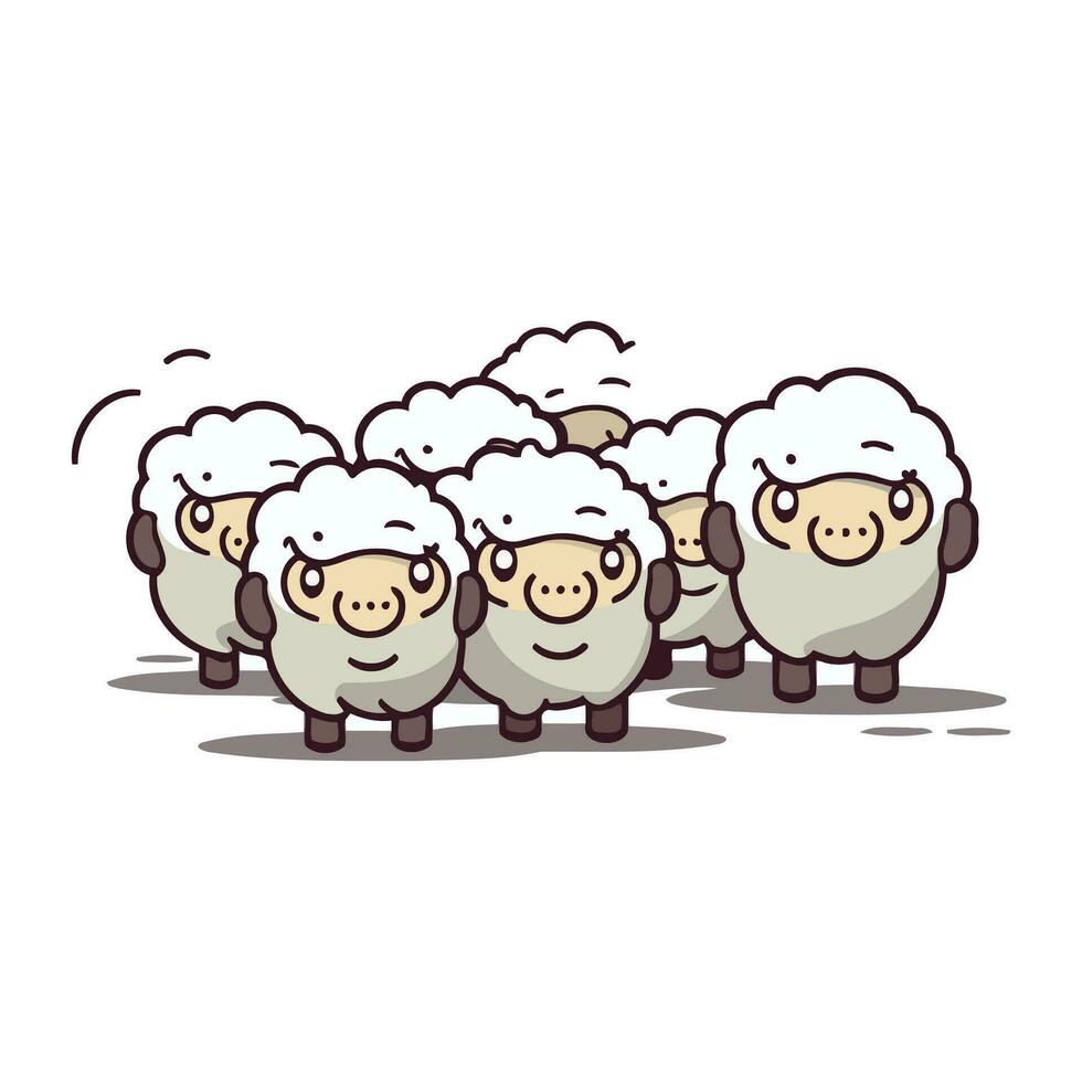 dessin animé des moutons. vecteur illustration de une groupe de des moutons.