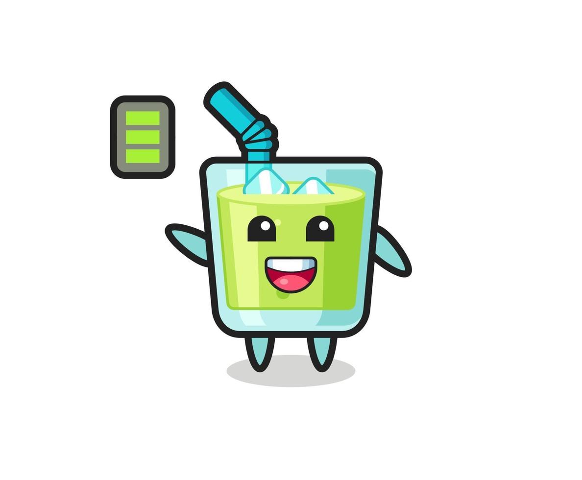 personnage de mascotte de jus de melon avec un geste énergique vecteur