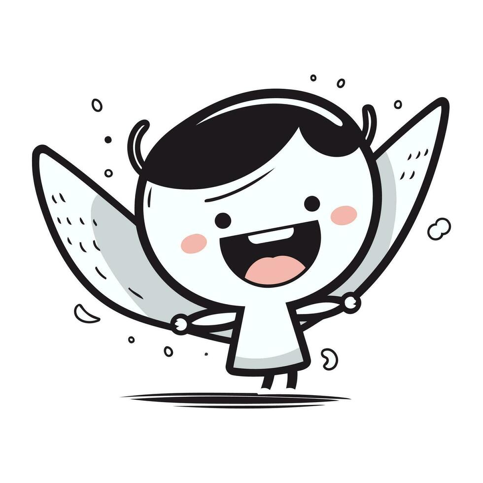 mignonne dessin animé ange avec ailes. vecteur illustration sur blanc Contexte.