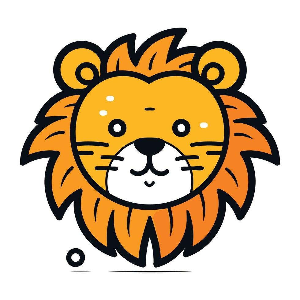 Lion tête icône. mignonne dessin animé animal personnage. vecteur illustration.