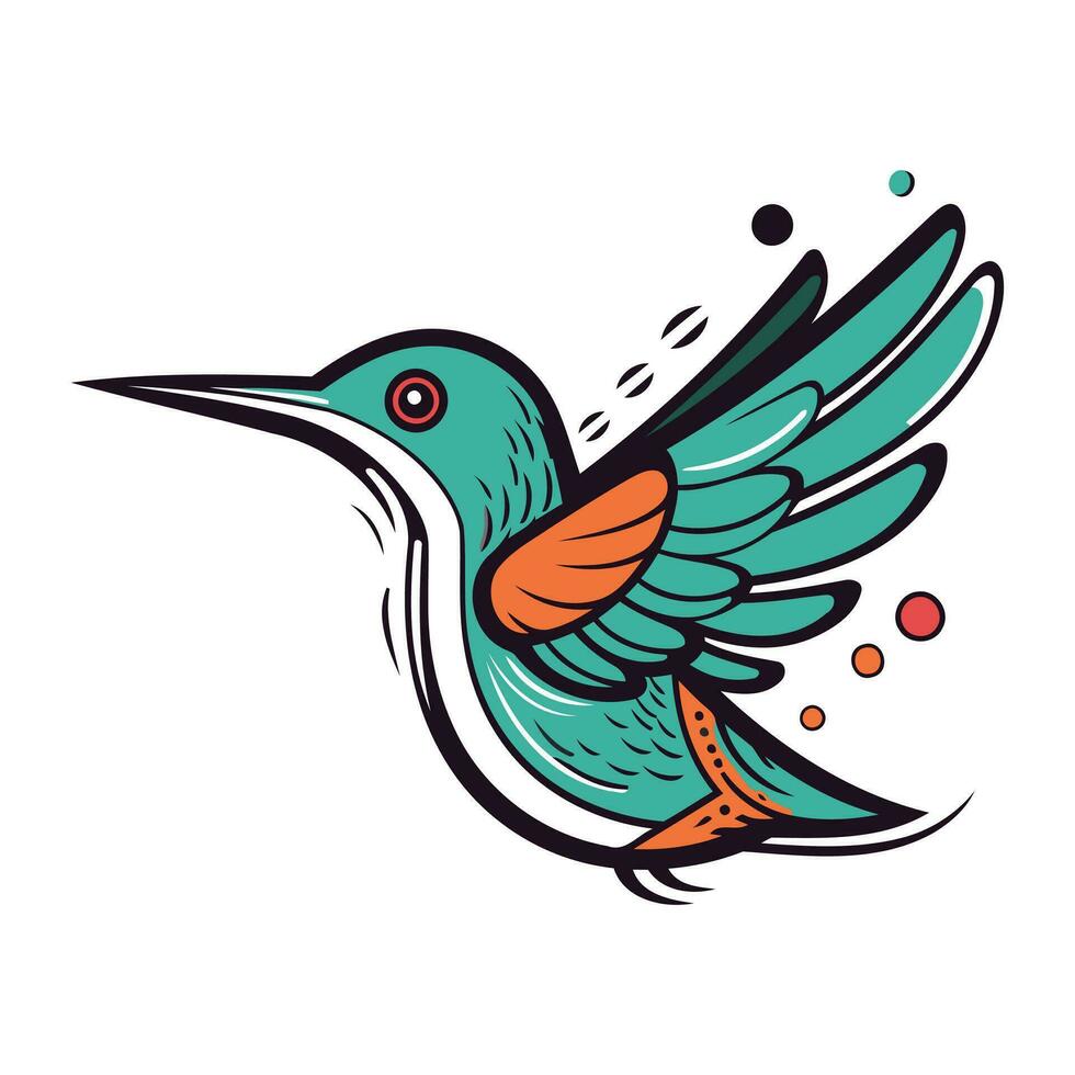 vecteur illustration de une colibri dans dessin animé style sur une blanc Contexte.