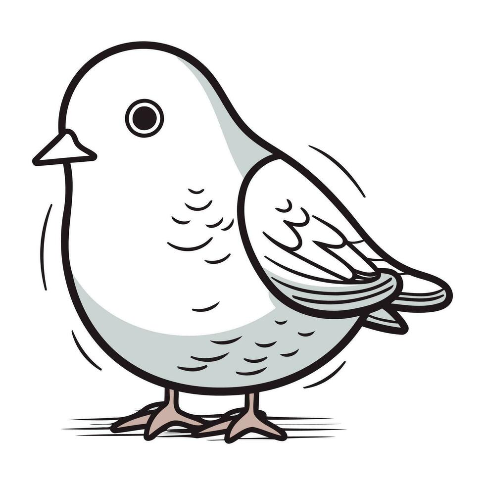 Pigeon griffonnage vecteur illustration isolé sur blanc Contexte.