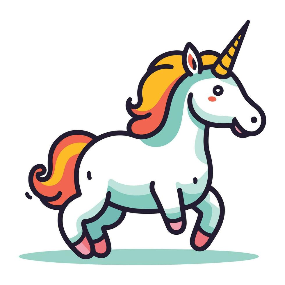 Licorne isolé sur blanc Contexte. vecteur illustration dans dessin animé style.