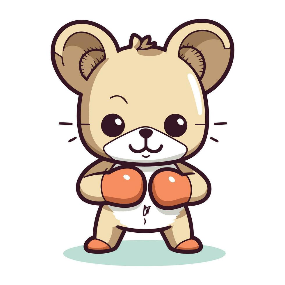 mignonne kawaii Souris avec boxe gants. vecteur illustration.