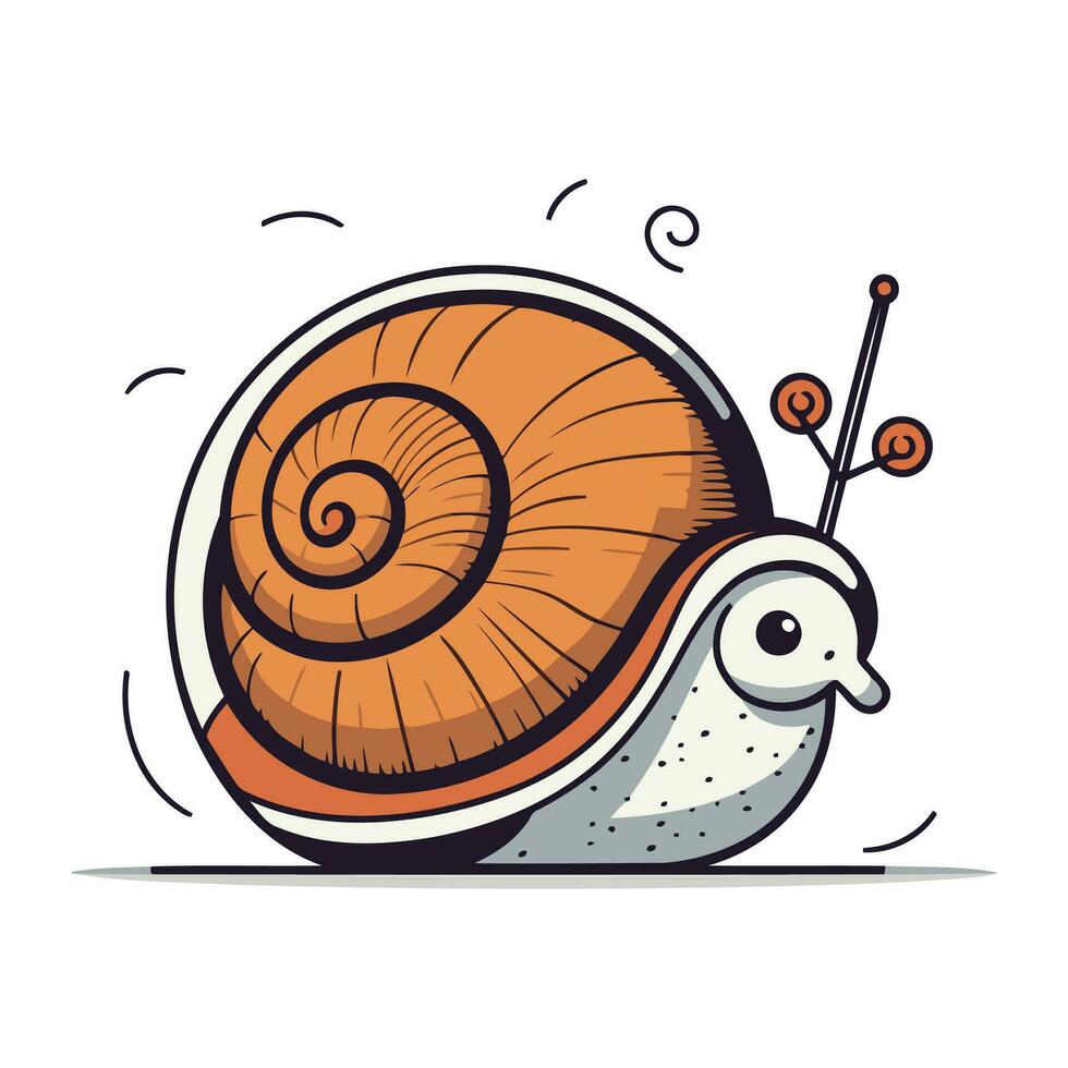 dessin animé escargot avec antennes. vecteur illustration sur blanc Contexte.