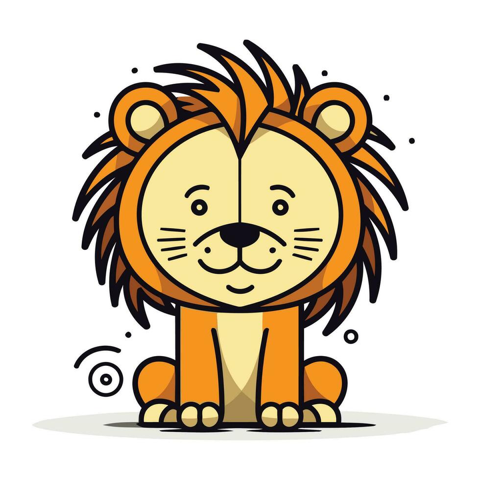 mignonne Lion dessin animé vecteur illustration. mignonne sauvage animal personnage dans plat style.