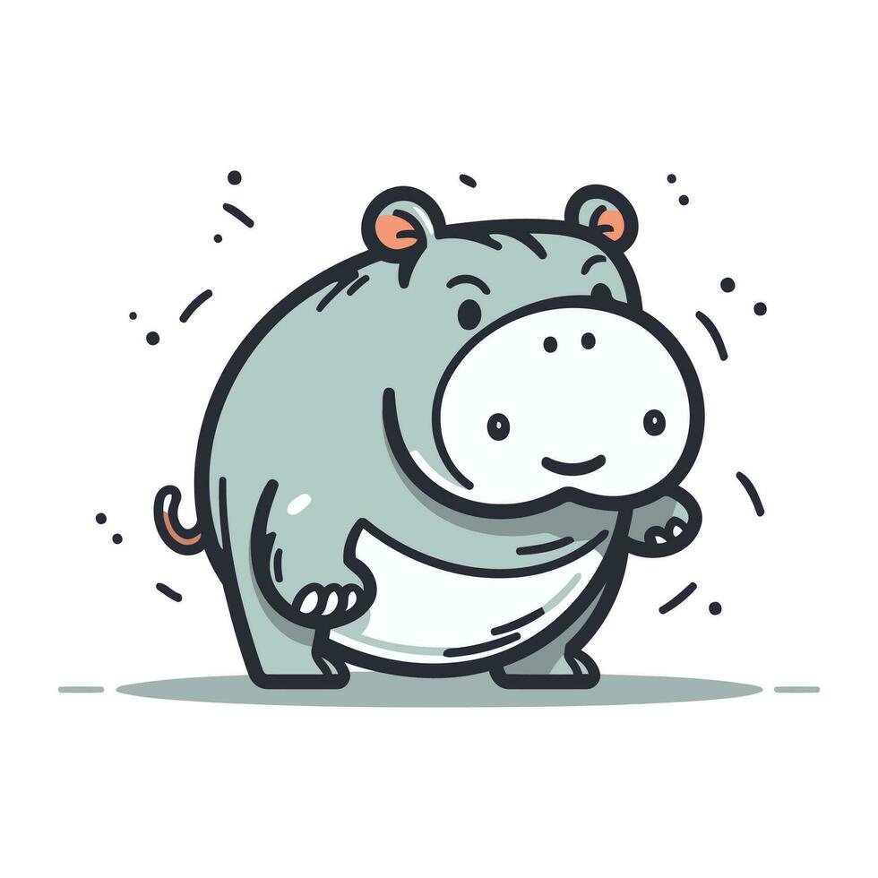 hippopotame vecteur illustration. mignonne dessin animé animal personnage.