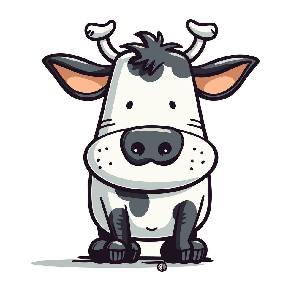 mignonne dessin animé vache sur blanc Contexte. ferme animal. vecteur illustration.